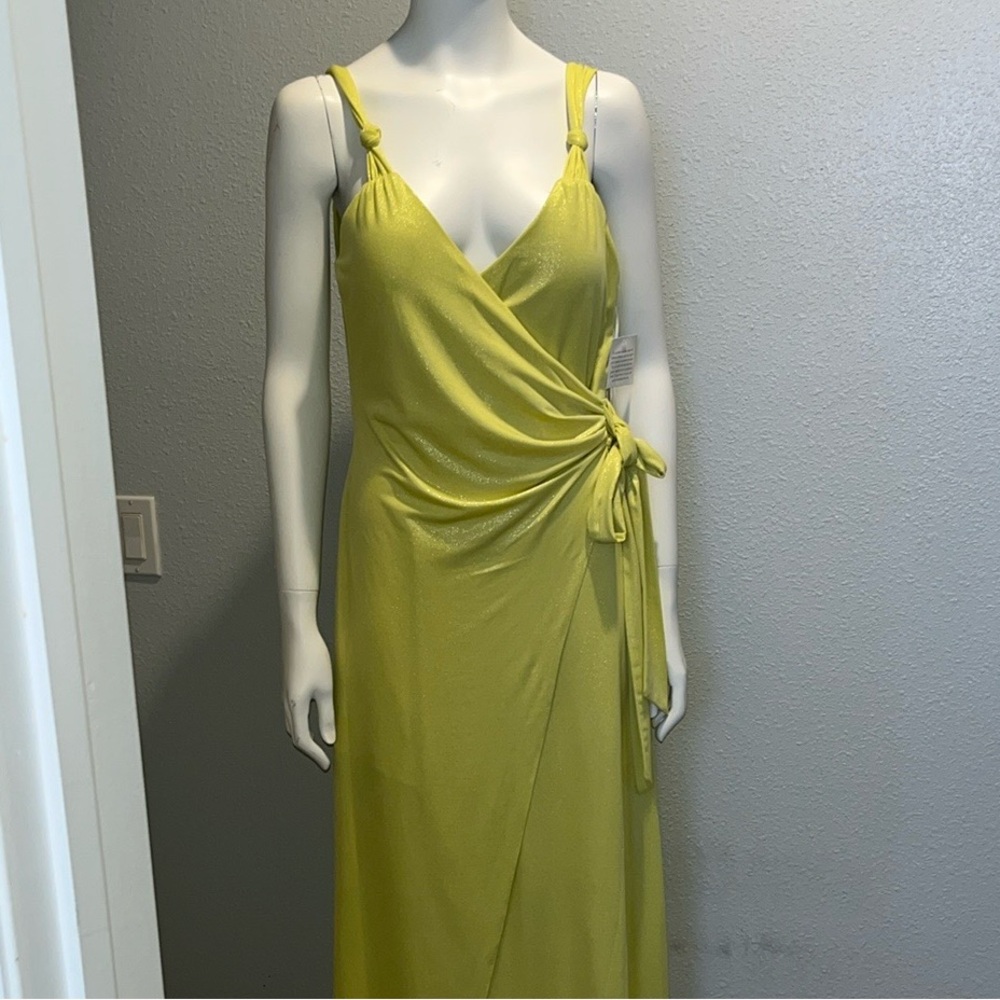 Beautiful lime green strapless siena dress with ruching on the side